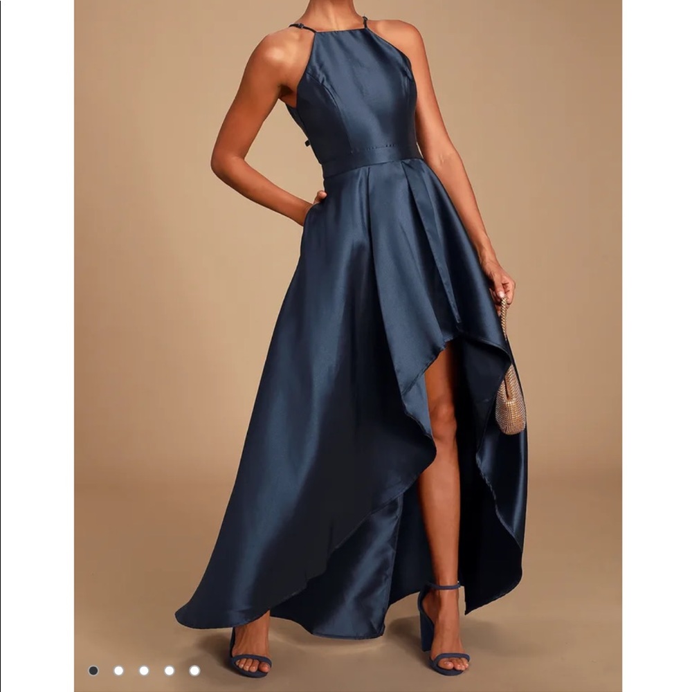 Broadway Show Navy Blue High-Low Maxi Dress